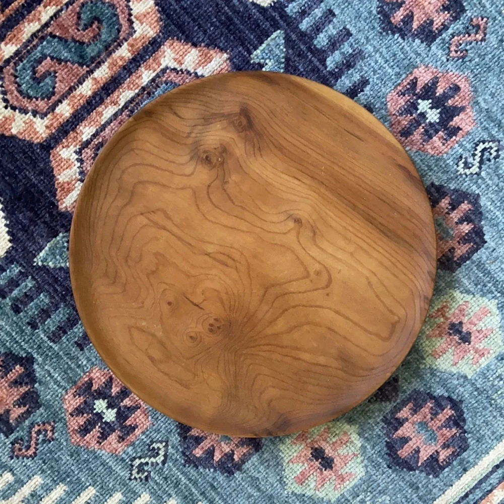 Myrtlewood wooden round tray modern farmhouse decor - Picture 9 of 16